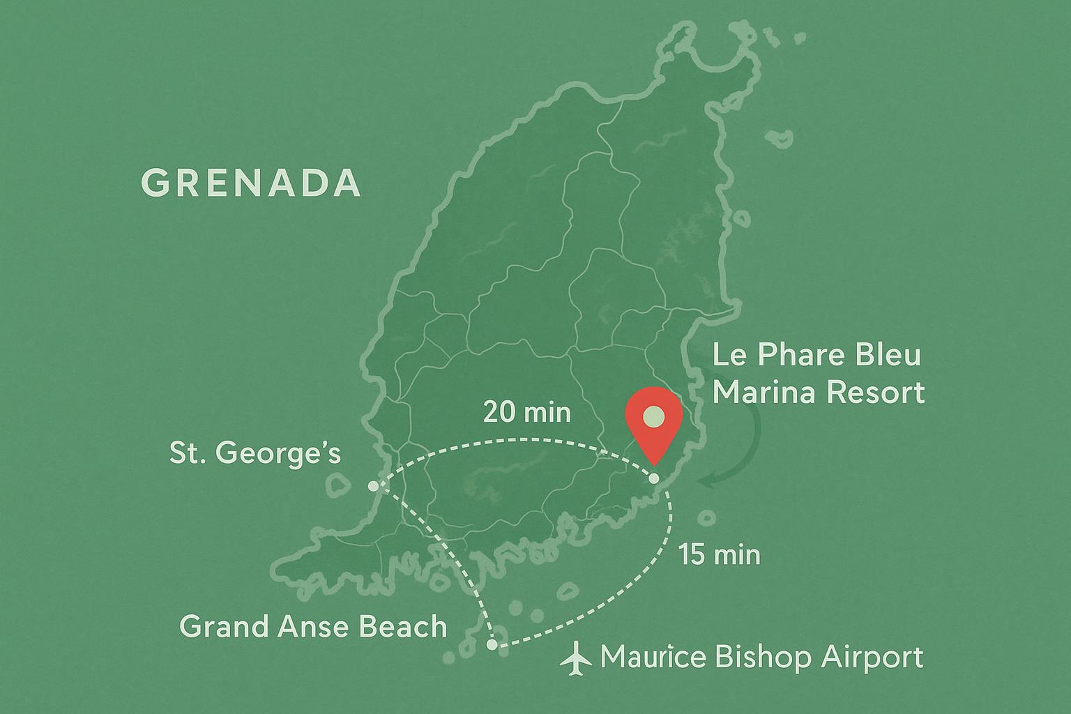 Grenada location map showing best places for investment properties
